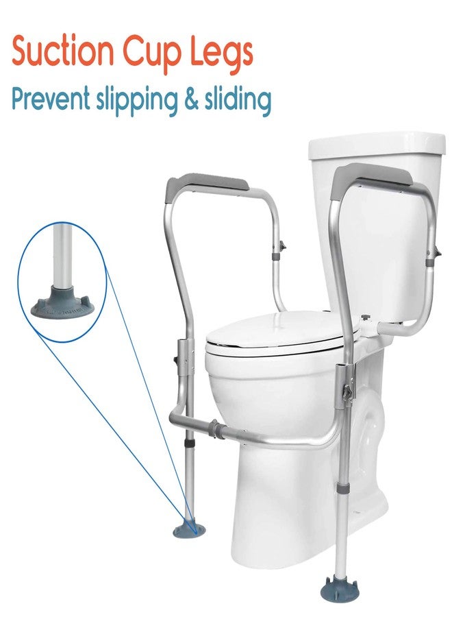KosmoCare Aluminium Toilet Safety Frame - Medical Railing Helper For Elderly- Assist Handrail Grab Bar - Adjustable Height, Fits Most Toilet Seats,White - Image 3