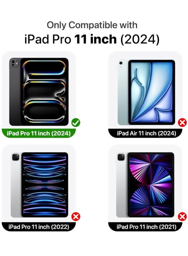 iPad Pro 11 Inch Case 2024 M4 with Pencil Holder - Trifold Stand, TPU Back, Shockproof, and USB-C Support - Black - Image 2