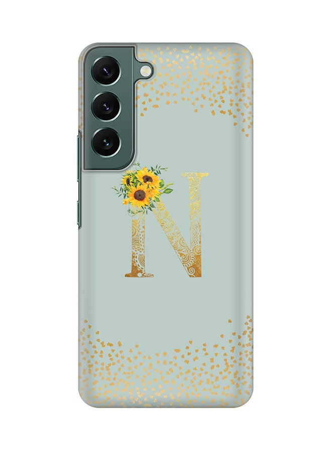 Stylizedd Monogram Slim Cover for Samsung Galaxy S22+ 5G Case Custom Initials Letter Floral Pattern Snap Series Mobile Cover Matte Alphabet  - N (Light Green) - Image 1