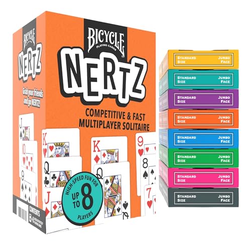 Bicycle Nertz Card Game Solitaire  8 Decks of Jumbo Index Playing Cards FastPaced Multiplayer Family Card Game for Kids and Adults Classic Bicycle Cards Up to 8 Players - Image 1