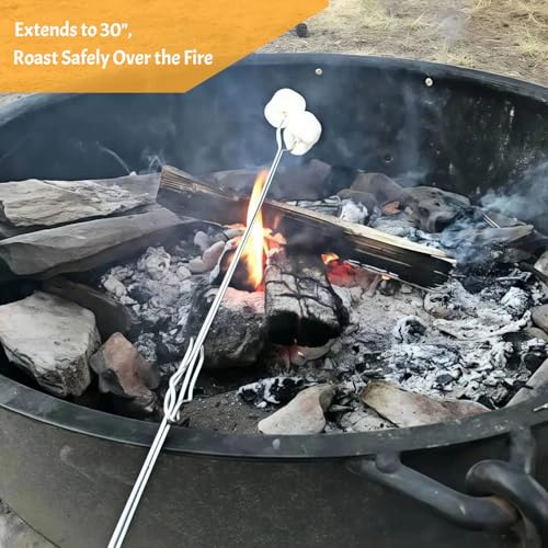 Begatter Smores Sticks, Marshmallow Sticks for Fire Pit, 30" Long Extendable Heavy Duty Roasting Sticks for Hot Dogs Vegetables S'mores over Campfire, 4 Pack - Image 5