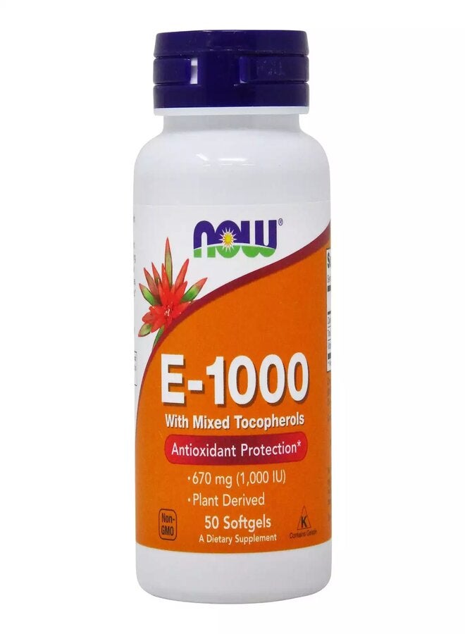 Now Foods Vitamin E-1000iu 50 Softgels - Image 1