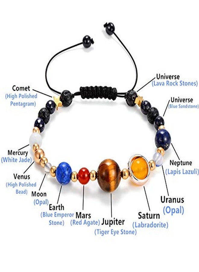 CULOVITY Handmade Universe Guardian Bracelets Nine Planets Star Natural Stone Adjustable Astronomy Bracelet for Women Men Gift 1Pcs - Image 3