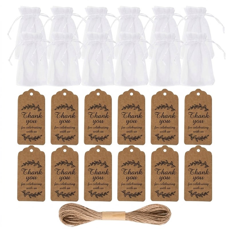 Set of 12 Solid-Color Organza Drawstring Pouches — Packaging Bags for Wedding & Party Favors - Image 1