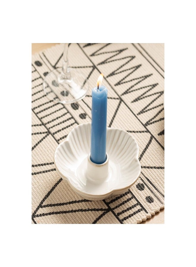 Mecaikru Ceramic Candle Holders Taper Candlestick Holder Flower Plate Tray for Candles, Incense, Santo Palo, Christmas Wedding Anniversary Party Home Decor (White) - Image 1
