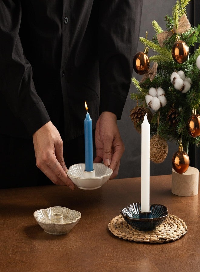Mecaikru Ceramic Candle Holders Taper Candlestick Holder Flower Plate Tray for Candles, Incense, Santo Palo, Christmas Wedding Anniversary Party Home Decor (White) - Image 4