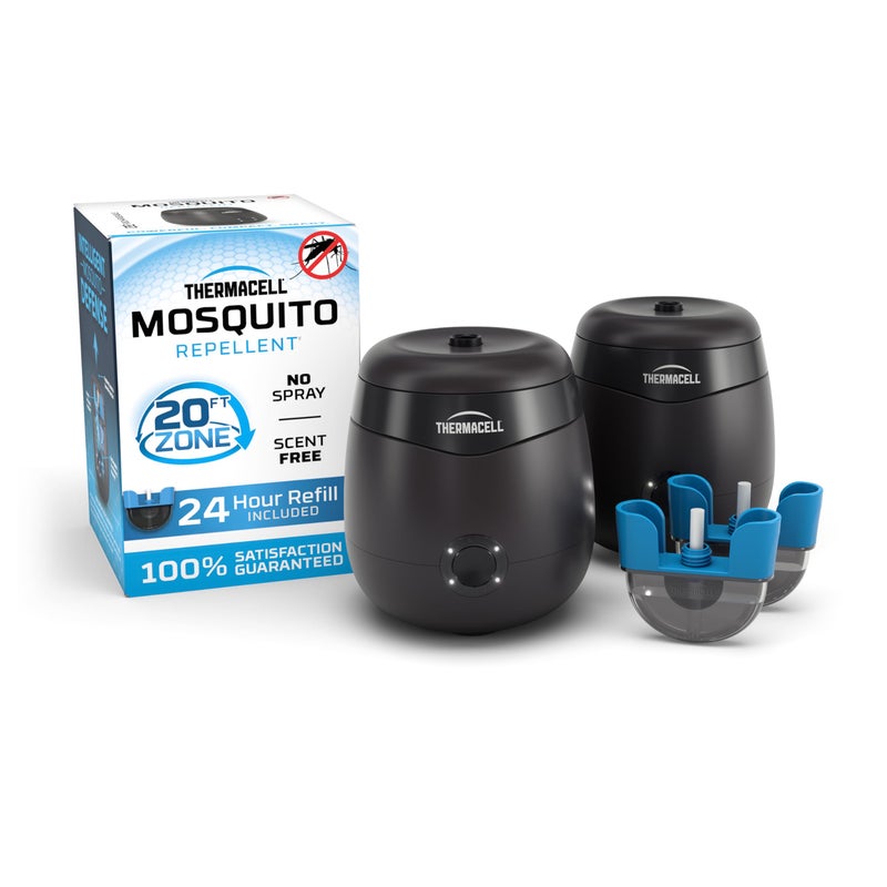 Thermacell E55 E-Series Rechargeable Mosquito Repeller with 20â€™ Mosquito Protection Zone; 2 Pack Bundle, Graphite; Includes 12-Hr Repellent Refill; Bug Spray Alternative; Scent Free - Image 1