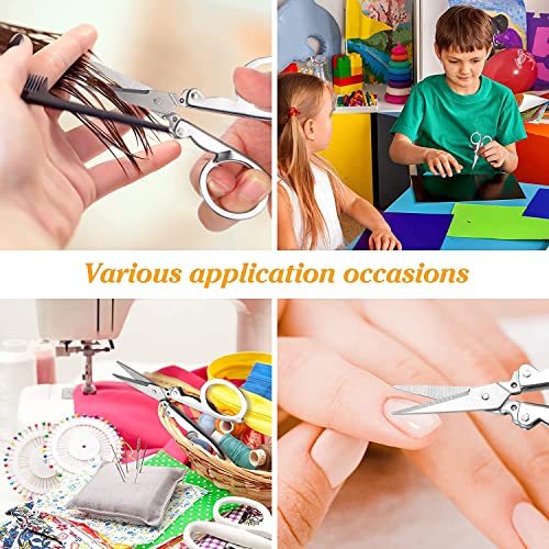 MAPLE 4 Pieces Folding Stainless Steel Portable Scissors - Foldable Small Mini Cutter for Home Travel, Silver - Image 5
