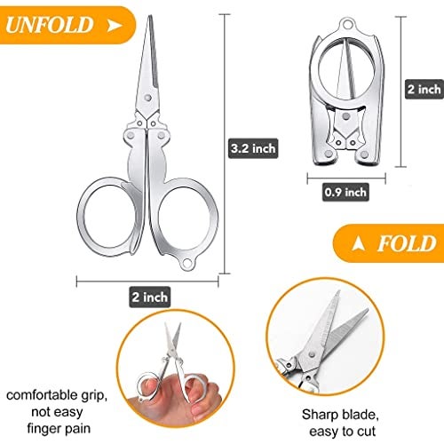 MAPLE 4 Pieces Folding Stainless Steel Portable Scissors - Foldable Small Mini Cutter for Home Travel, Silver - Image 2