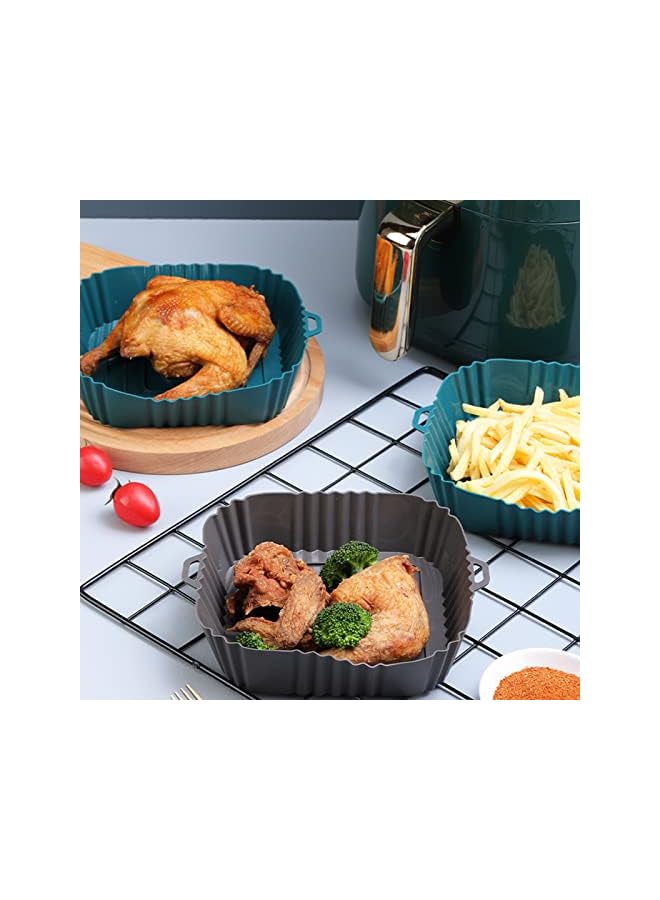 PROMASS بطانات المقلاة الهوائية، قطعتان من بطانات المقلاة الهوائية المصنوعة من السيليكون القابلة لإعادة الاستخدام، ملحقات فرن المقلاة الهوائية الآمنة للطعام، استبدال ورق بطانة البرشمان القابل للاشتعال، أواني صينية الخبز المصنوعة من السيليكون - Image 4