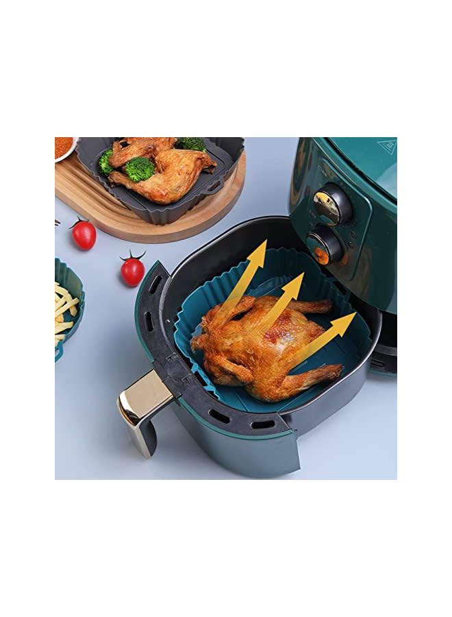 PROMASS بطانات المقلاة الهوائية، قطعتان من بطانات المقلاة الهوائية المصنوعة من السيليكون القابلة لإعادة الاستخدام، ملحقات فرن المقلاة الهوائية الآمنة للطعام، استبدال ورق بطانة البرشمان القابل للاشتعال، أواني صينية الخبز المصنوعة من السيليكون - Image 2