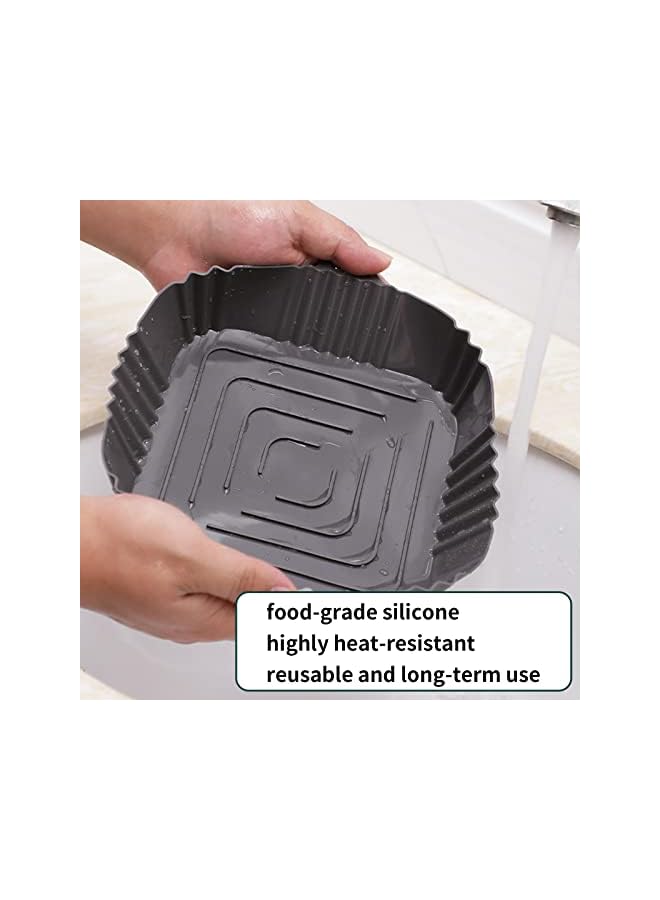PROMASS بطانات المقلاة الهوائية، قطعتان من بطانات المقلاة الهوائية المصنوعة من السيليكون القابلة لإعادة الاستخدام، ملحقات فرن المقلاة الهوائية الآمنة للطعام، استبدال ورق بطانة البرشمان القابل للاشتعال، أواني صينية الخبز المصنوعة من السيليكون - Image 5