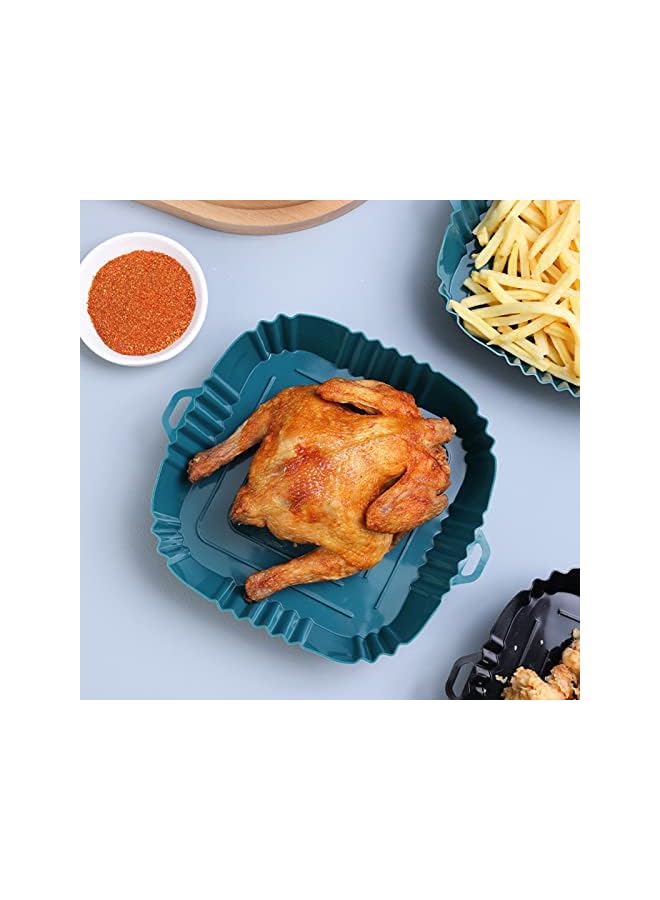PROMASS بطانات المقلاة الهوائية، قطعتان من بطانات المقلاة الهوائية المصنوعة من السيليكون القابلة لإعادة الاستخدام، ملحقات فرن المقلاة الهوائية الآمنة للطعام، استبدال ورق بطانة البرشمان القابل للاشتعال، أواني صينية الخبز المصنوعة من السيليكون - Image 3