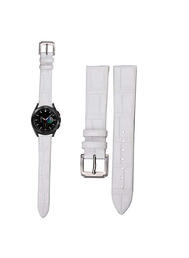 Perfii Genuine Leather Replacement Band for Samsung Galaxy Watch4 42/46mm White - Image 1