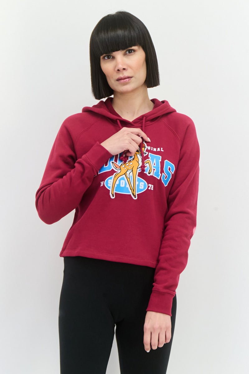 adidas Originals Adidas Originals x Disney Women Sportswear Fit Long Sleeve Outdoor Hoodie, Maroon  - Image 1