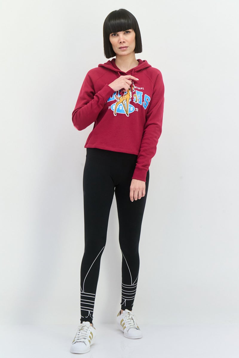 adidas Originals Adidas Originals x Disney Women Sportswear Fit Long Sleeve Outdoor Hoodie, Maroon  - Image 4
