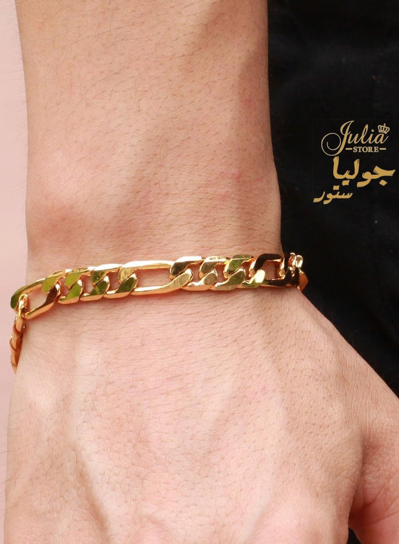 Julia Store Figaro Bracelet for Men and Women, Stainless Steel Chain link Bracelet, 21K Gold Plating/Stainless Steel Fashion Jewelry Bracelet Trendy Luxury Jewelry - Image 5
