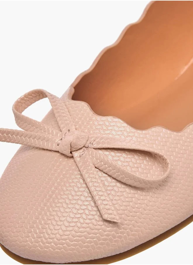 ميسي الصغيرة Girls Bow Embellished Slip-On Ballerina Shoes