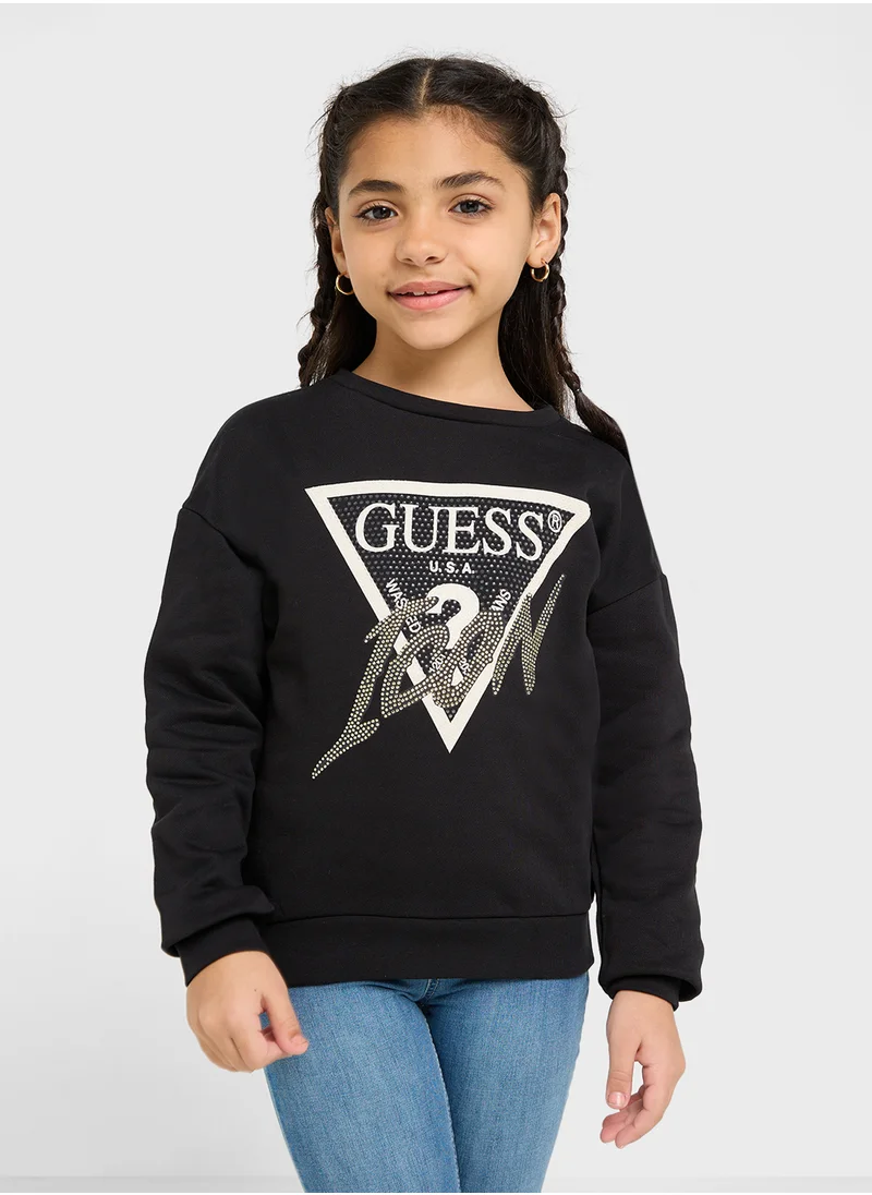 جس Kids Logo Detail Long Sleeve T-Shirt