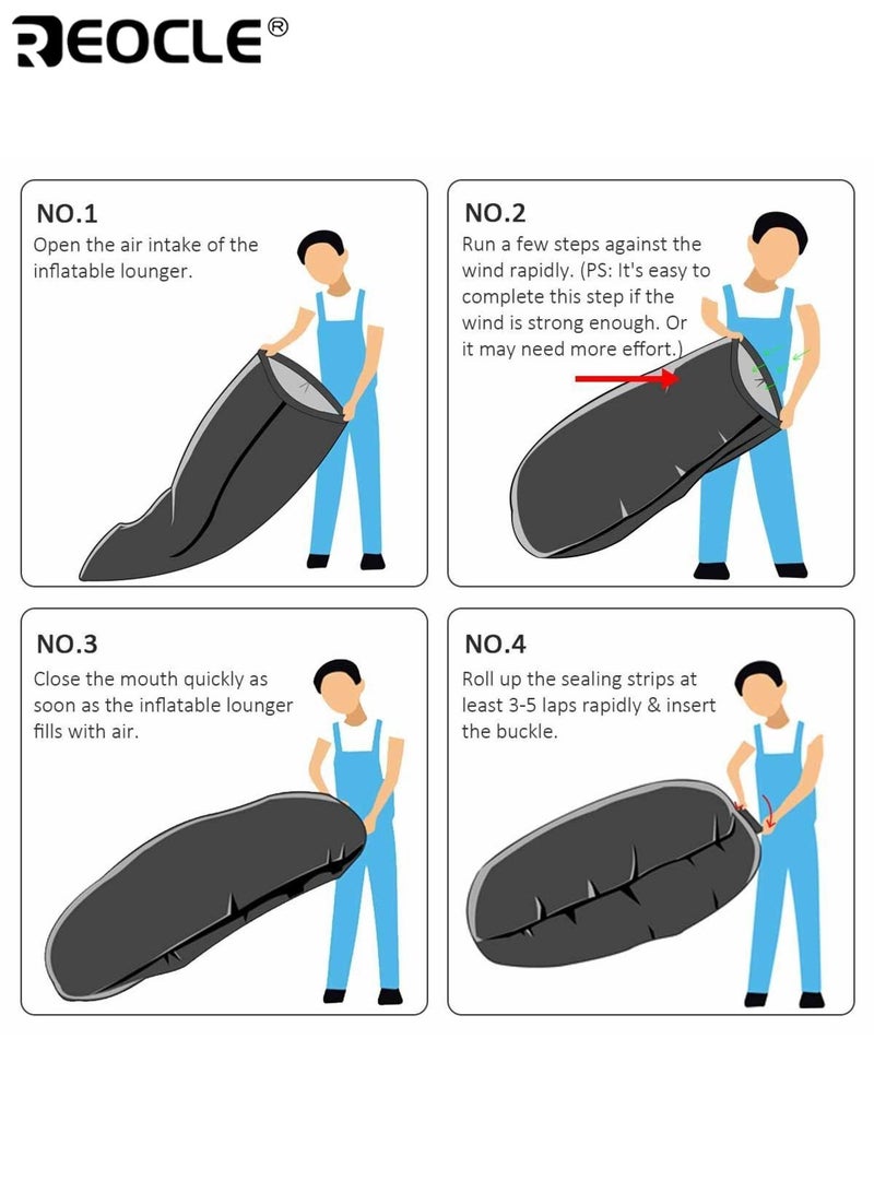 ريوكل أريكة هوائية قابلة للنفخ سريعة النفخ مصنوعة من بوليستر متين تصميم قابل للطي سهل التخزين مثالية للتخييم والشاطئ والحفلات الخارجية - Image 5