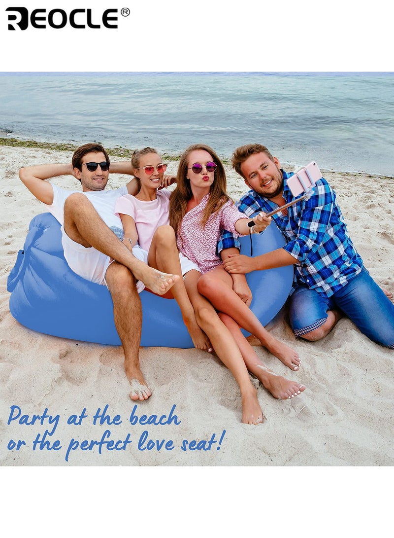 ريوكل أريكة هوائية قابلة للنفخ سريعة النفخ مصنوعة من بوليستر متين تصميم قابل للطي سهل التخزين مثالية للتخييم والشاطئ والحفلات الخارجية - Image 3