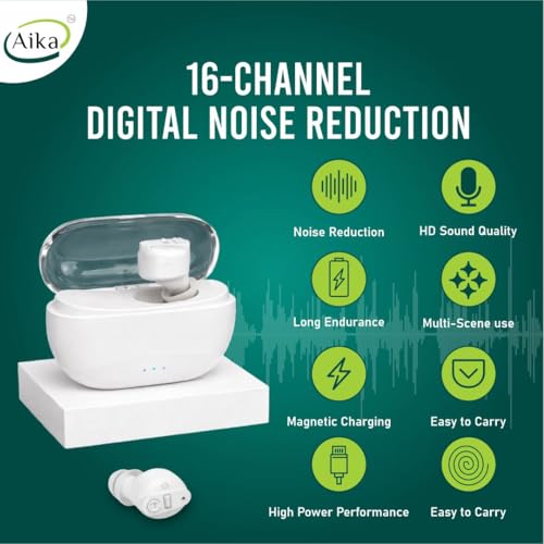 AIKA AG-7901 Wireless Rechargeable Hearing Aid – Digital Sound Amplifier for Adults & Seniors with up to 65% Hearing Loss (White, Single Ear) - Image 2