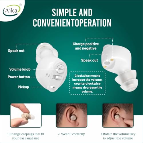 AIKA AG-7901 Wireless Rechargeable Hearing Aid – Digital Sound Amplifier for Adults & Seniors with up to 65% Hearing Loss (White, Single Ear) - Image 5
