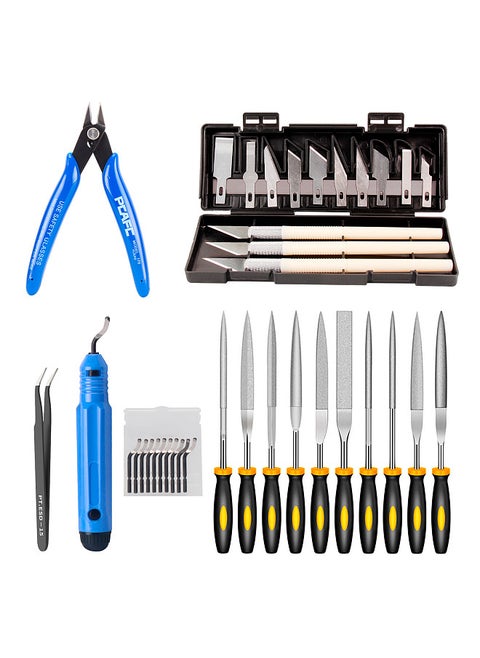 Deburring Tool Kit Engraving Knife Carving Tool DIY 3D Printer Part 3D Model File Cutter Scraper Material Removal Tool with Chiseling Blade/ Stencil Edge Blade/Fine Point Blade and More