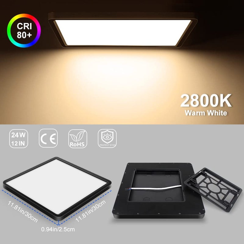 LightingWill 12 Inch LED Flush Mount Thin Ceiling Light, Warm White, Daylight White - Image 2