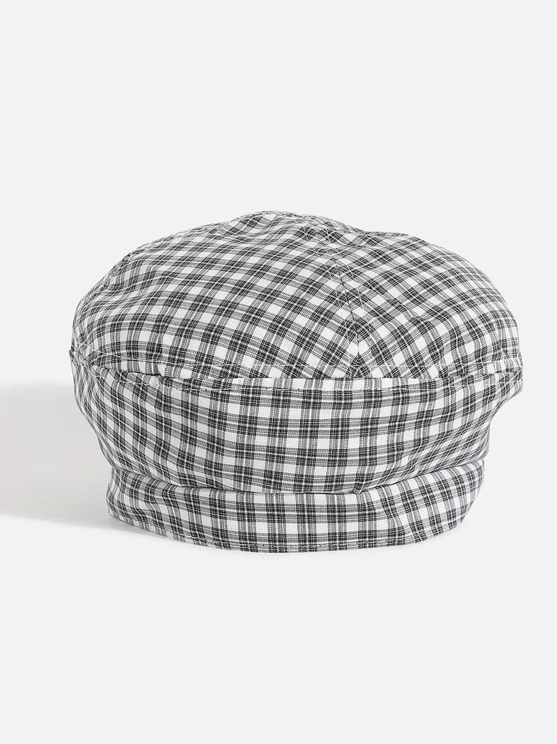 Haute Sauce Black & White Textured Beret Hat