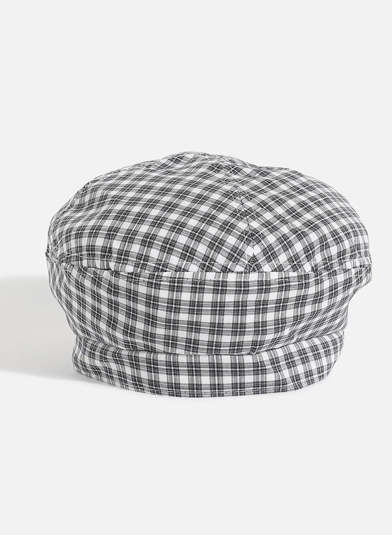 Haute Sauce Black & White Textured Beret Hat