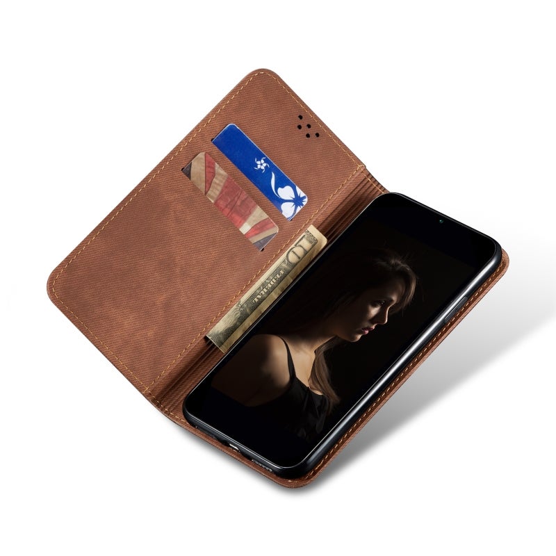 HuHa Case Cover For Nothing Phone 2A Denim Texture Casual Style Flip Leather Case(Brown) - Image 5