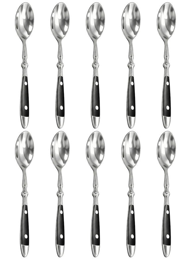Cooluxry Dinner Spoons with Black Bakelite Handle, Vintage Stainless Steel Soup Spoons, Dishwasher Safe (10pcs) - Image 1