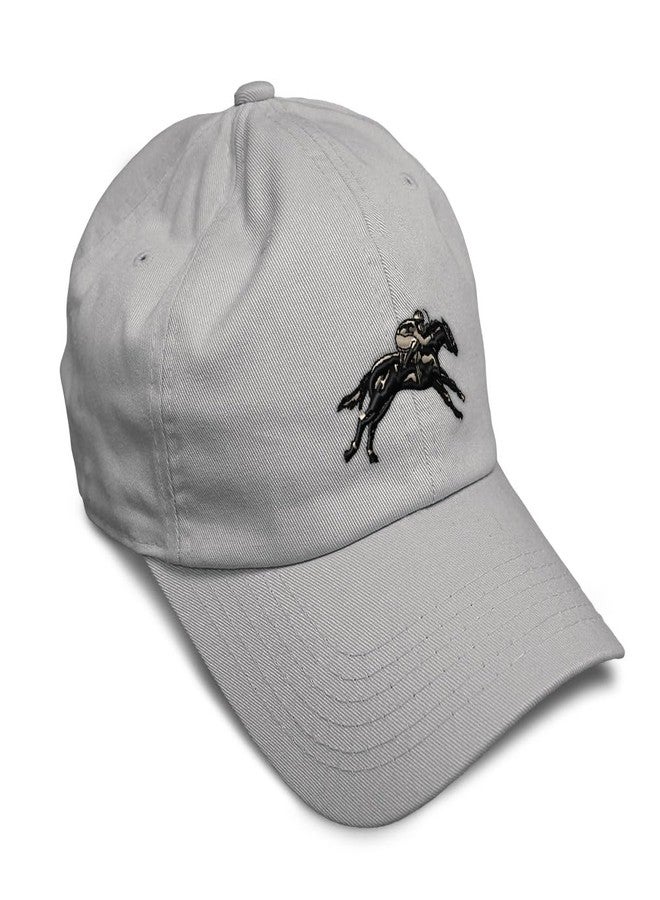 Speedy Pros Soft Baseball Hat Embroidered Dad Hat Jokey Horse Race Men & Ladies Baseball Cap Cotton Light Grey Design Only - Image 1