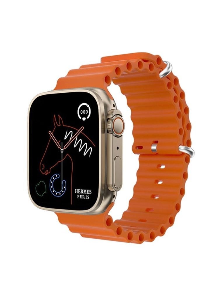 2022 New S8 ultra Smartwatch Series 8 I S8 49mm 1.99 Inch Screen 4 Small Game Dual Straps Ultra8 Smart Watch with Silicone + Nylon Strap (Orange) - Image 1