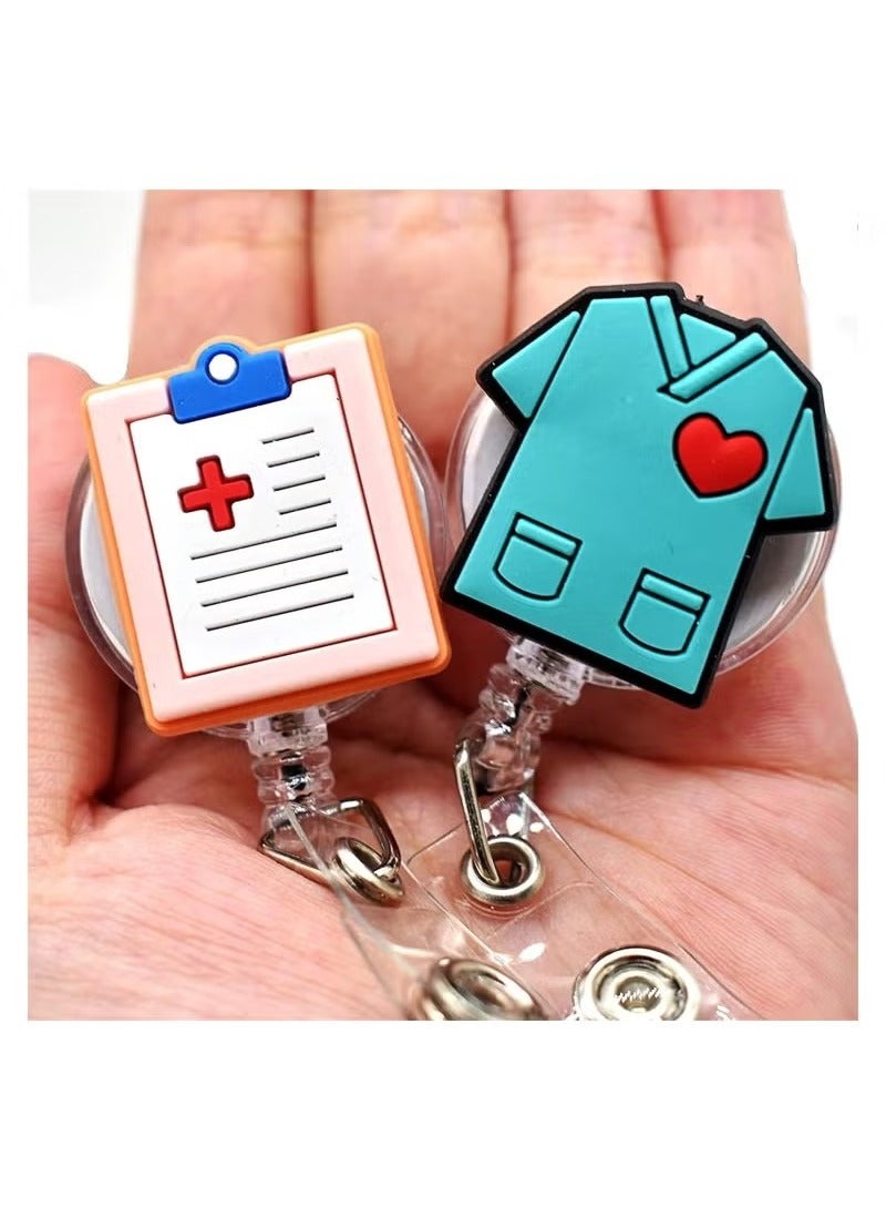 Badge Reel Holder 5 Packs Retractable Badge Holder Nurse Badge Reel Holder Id Badge Reels Clips Nursing Badge Reel for Nurses Doctor Hospital Office Worker Gifts - Image 3