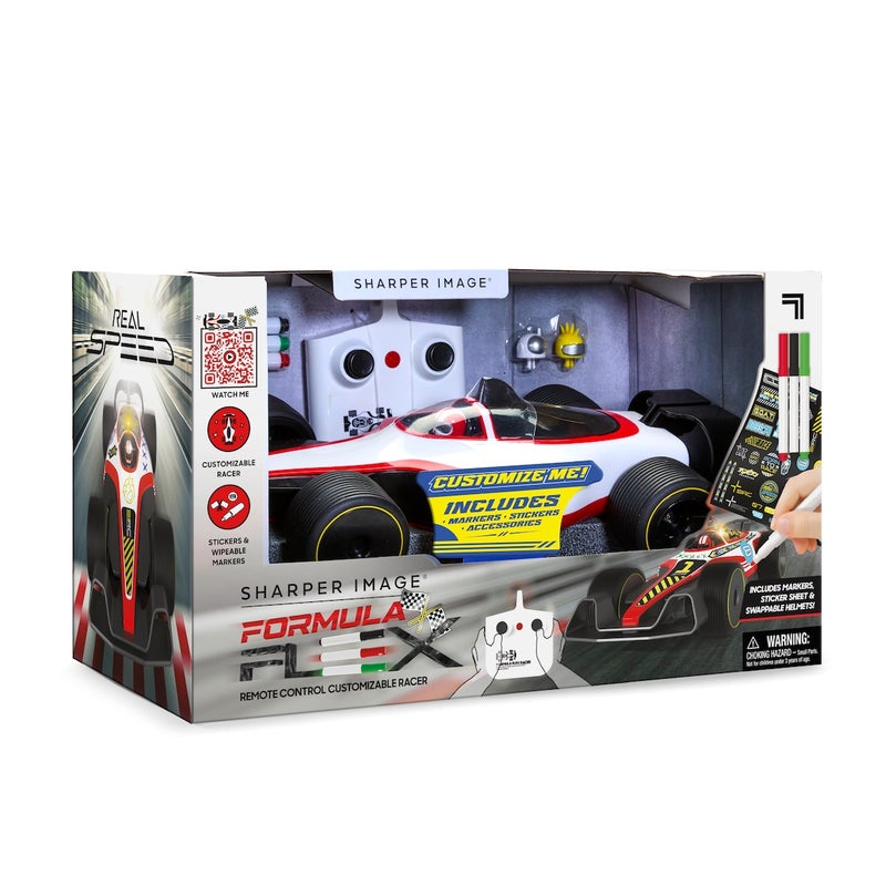Sharper Image Real Speed Formula Flex Customizable Racer RC Car (Red/White) - Image 1