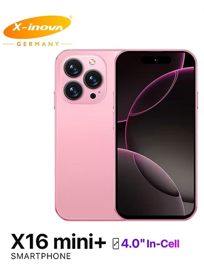 X-Inova - Mini Smart Phone X16 Mini+ 4" Display, 4GB+64GB Storage, 13MP Ultra Clear Rear Camera, Dual SIM Pink - Image 1