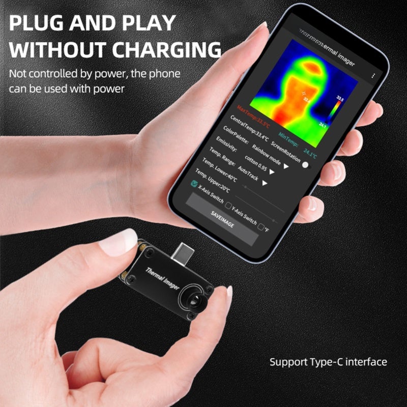 Thermal Imager: 32*32 Resolution Screen, -20℃ To +1000℃ Range - Portable 10g Integrated Design, Image Storage, Multiple Color Modes Thermal Camera For Industrial Electronic Testing, Android 8.0-12 Dev - Image 5