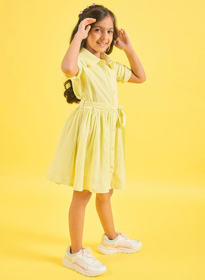 ستايلو بج فستان قميص بياقة سادة مع حزام ربط من ستايلي - Image 3