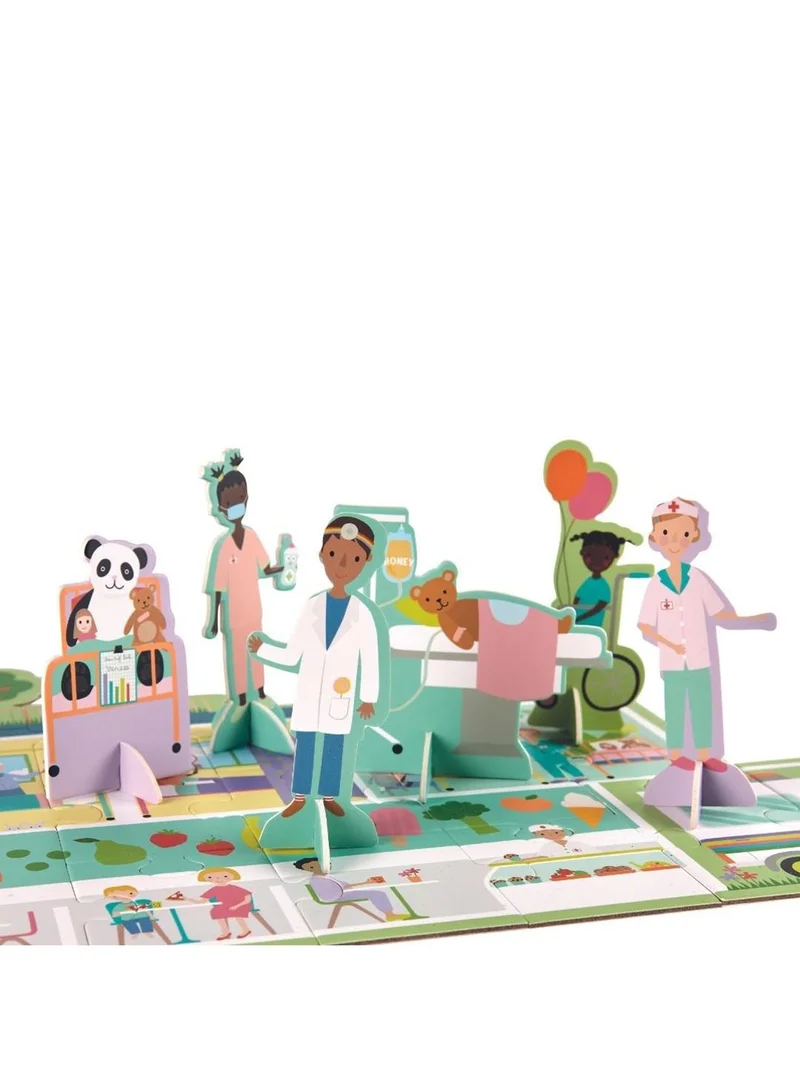 Floss & Rock 60 Piece Happy Hospital Pop Up Floor Puzzle
