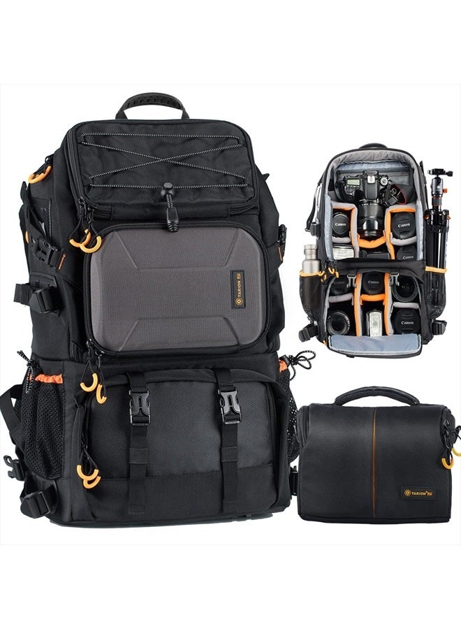 TARION Pro 2 Bags in 1 Camera Backpack Large with 15.6" Laptop Compartment Waterproof Rain Cover Extra Large Travel Hiking Camera Backpack DSLR Bag - Image 1