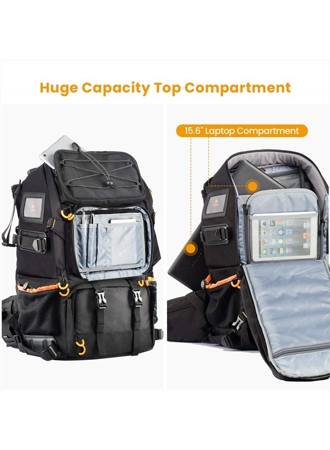 TARION Pro 2 Bags in 1 Camera Backpack Large with 15.6" Laptop Compartment Waterproof Rain Cover Extra Large Travel Hiking Camera Backpack DSLR Bag - Image 3