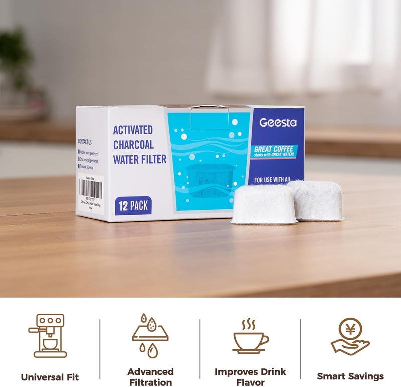 Geesta 12-Pack Replacement Charcoal Water Filters for Use with Cuisinart coffee machines - Image 4