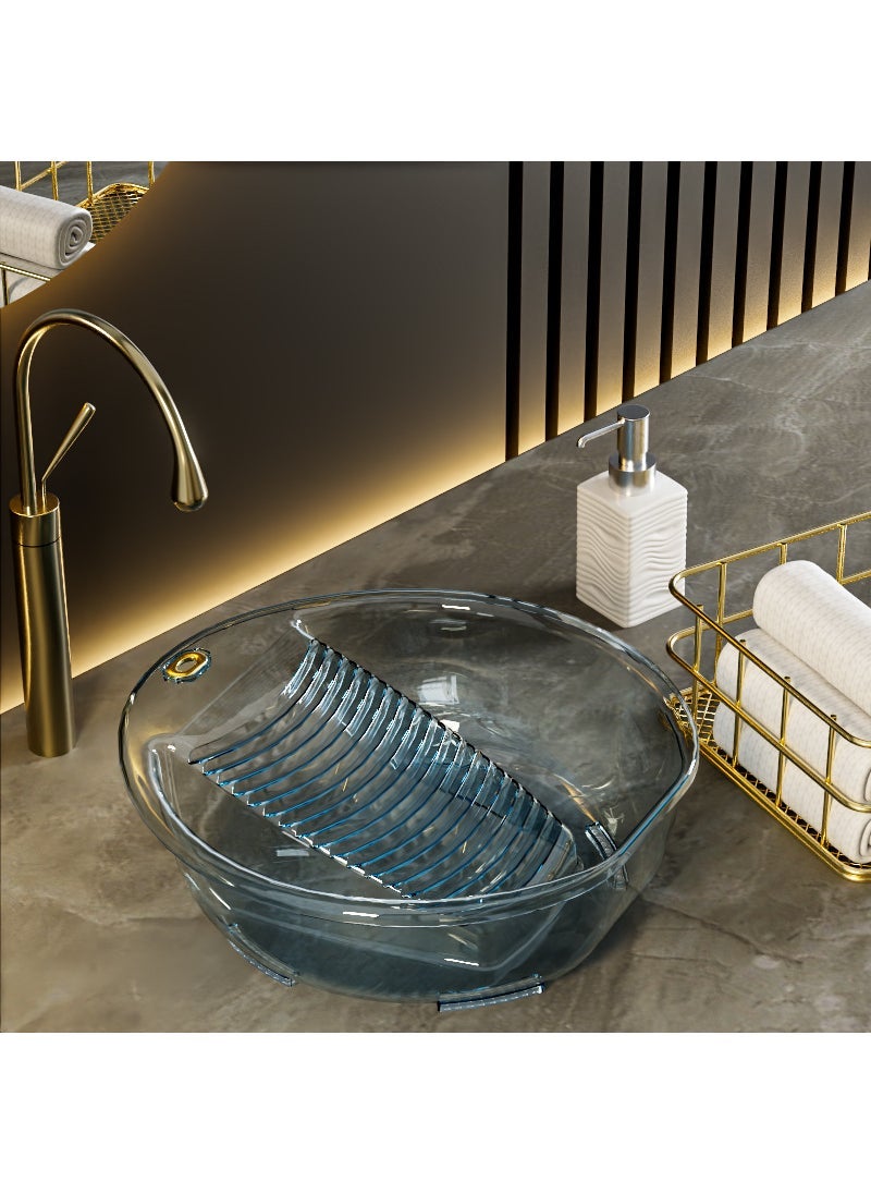 Integrated Wash Basin with Scrub Board for Baby Blue