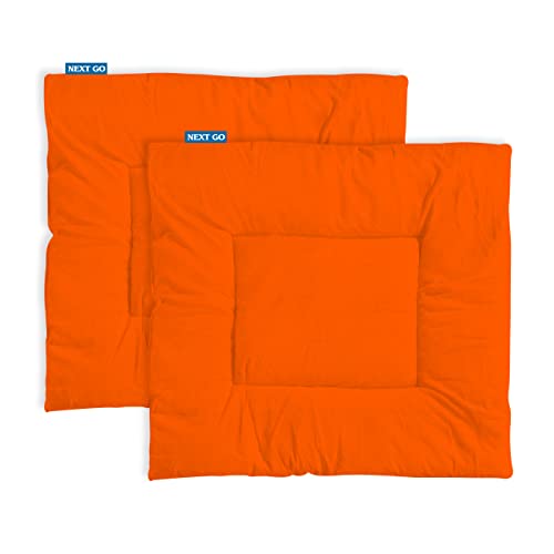 NEXTGO Floor Mat Puja Aasan 2Feet x 2Feet | Velvet Makhmal Fabric Microfiber Filling Floor Aasan for Dinner, Puja, Meditation, Garden, Yoga Mat for Home Office Ghar | Pack of 2 Bhagava Orange - Image 1