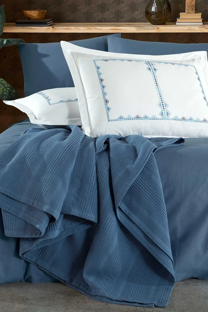 Elart Molly Cotton Blanket Double Blue (210X230 Cm)
