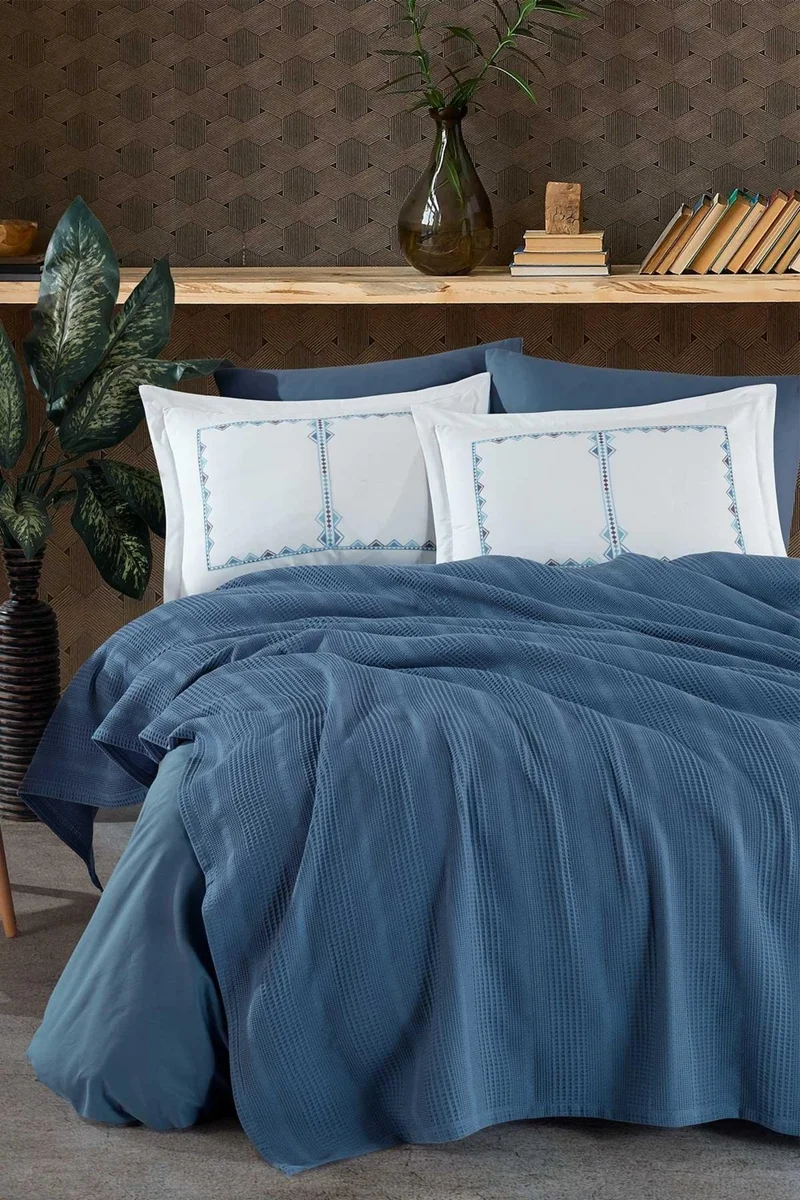Elart Molly Cotton Blanket Double Blue (210X230 Cm)