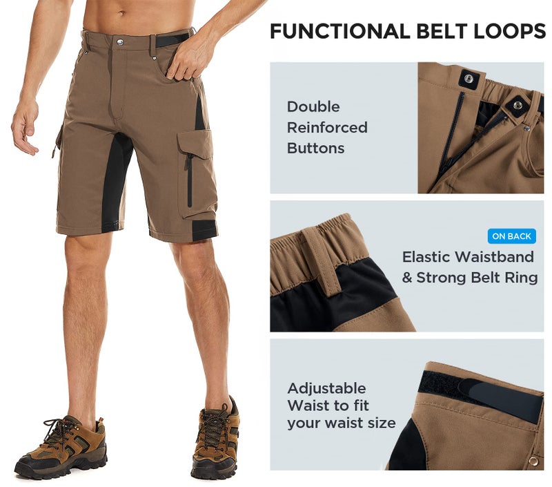 XKTTAC Men's Outdoor Quick Dry Lightweight Cargo Shorts for Hiking, Casual, Camping, Tactical, Fishing, Golf, Travel with 6 Pockets (Khaki, XX-Large) - Image 5