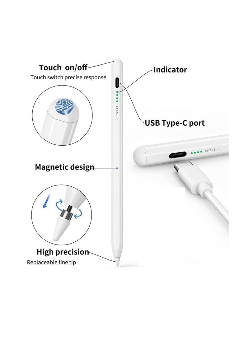 Generic - Fast Charging Active Stylus Pen with Tilt Sensor Universal for Apple iPad/Pro/Air/iPhone/iOS/Android/Microsoft/Samsung/Lenovo Writing Tablet - Laser Head (White) - Image 1